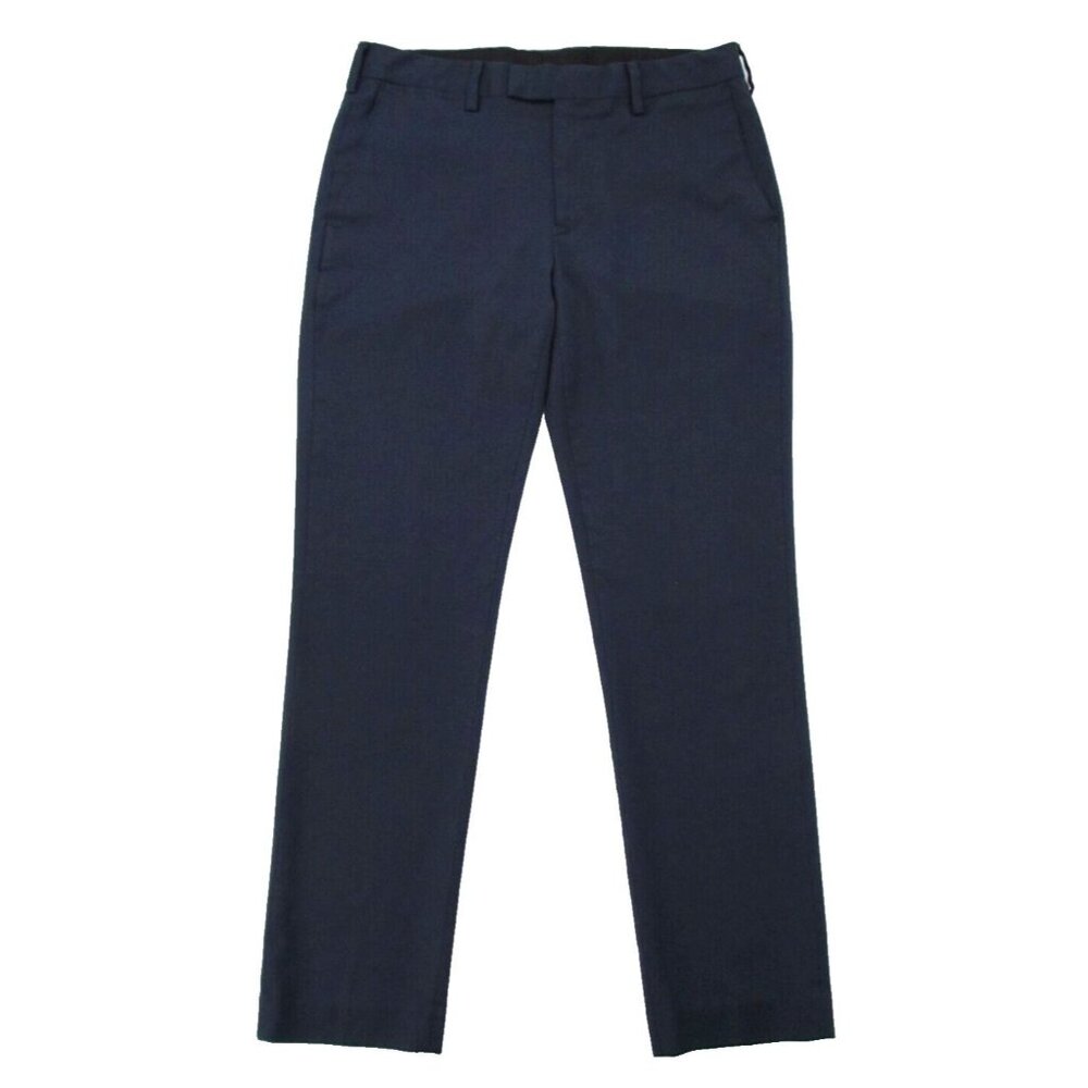 Louis Raphael Luxe Pants Mens 34x32 Navy Blue Wool Poly Stretch Trouser Slim Fit